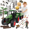 Peagprav Farm Animal Tractor Toys Playset-16.5 Inches Tractor With Trailer Fence,Farmer,Tree,Cow,Farm Toy Set For Boys Girls Kid