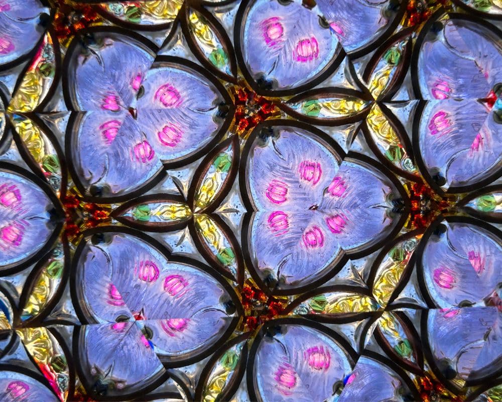 RII Handcrafted Etched Floral Pattern Lacquered Brass Kaleidoscope Includes Two Separate Turning Wheels-A Perfect Addition to an