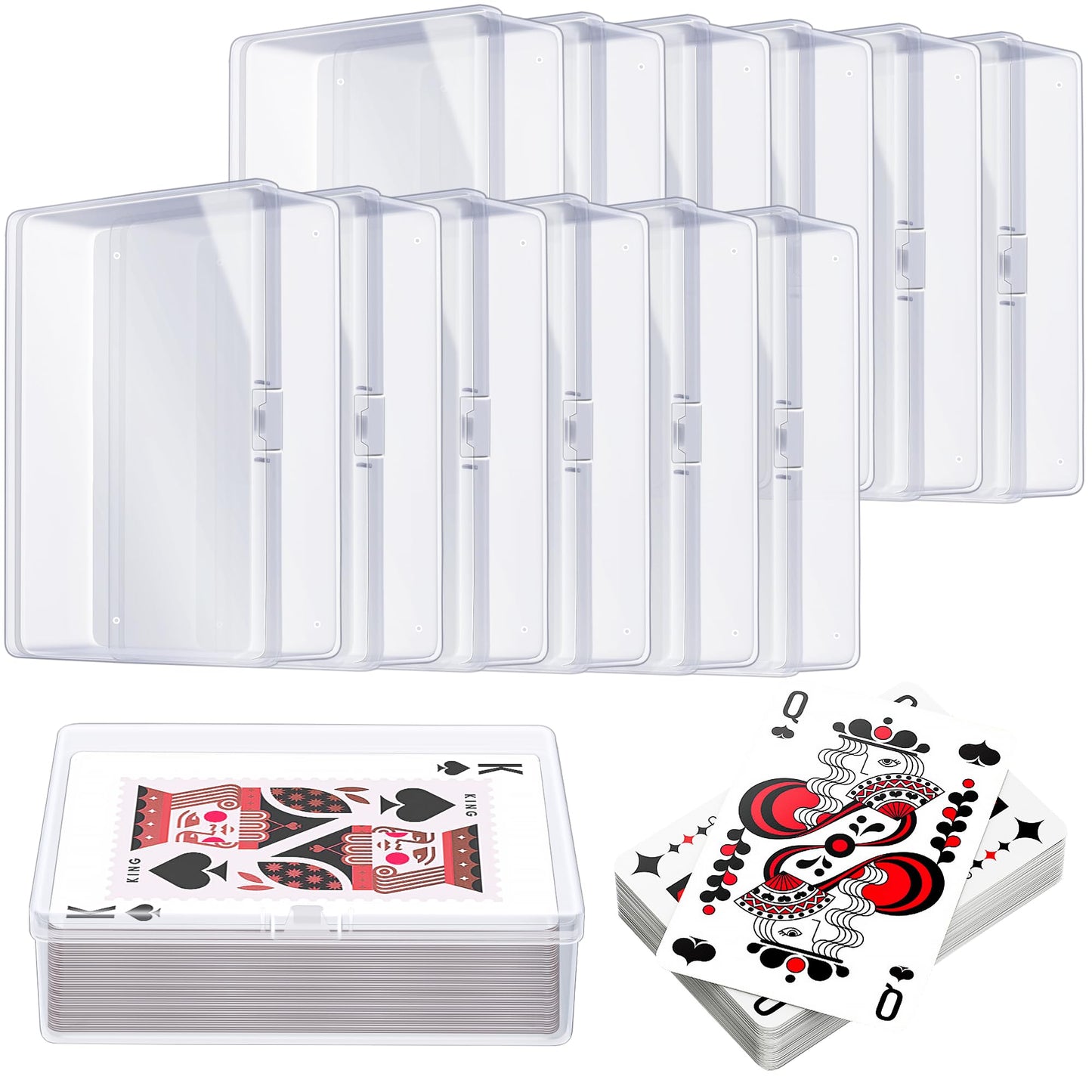 Kitoyz Playing Deck Card Cases Clear Plastic Trading Card Storage Box Acrylic Card Holder Box Compatible With Collectible Trading Card Cases, Each Case For 100 Pcs Cards (12 Pcs)