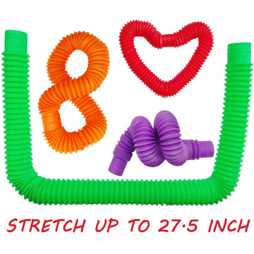 24Pcs Large Pop Tubes Sensory Fidget Toys For Party Favor, Big Pop Tubes Bulk For Classroom Prizes Goodie Bag Stuffers, Kids Tod