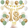 18Th Birthday Decorations For Boys Girls, Happy 18Th Birthday Banner With Birthday Cake Topper Number 18 Foil Balloon Sage Green