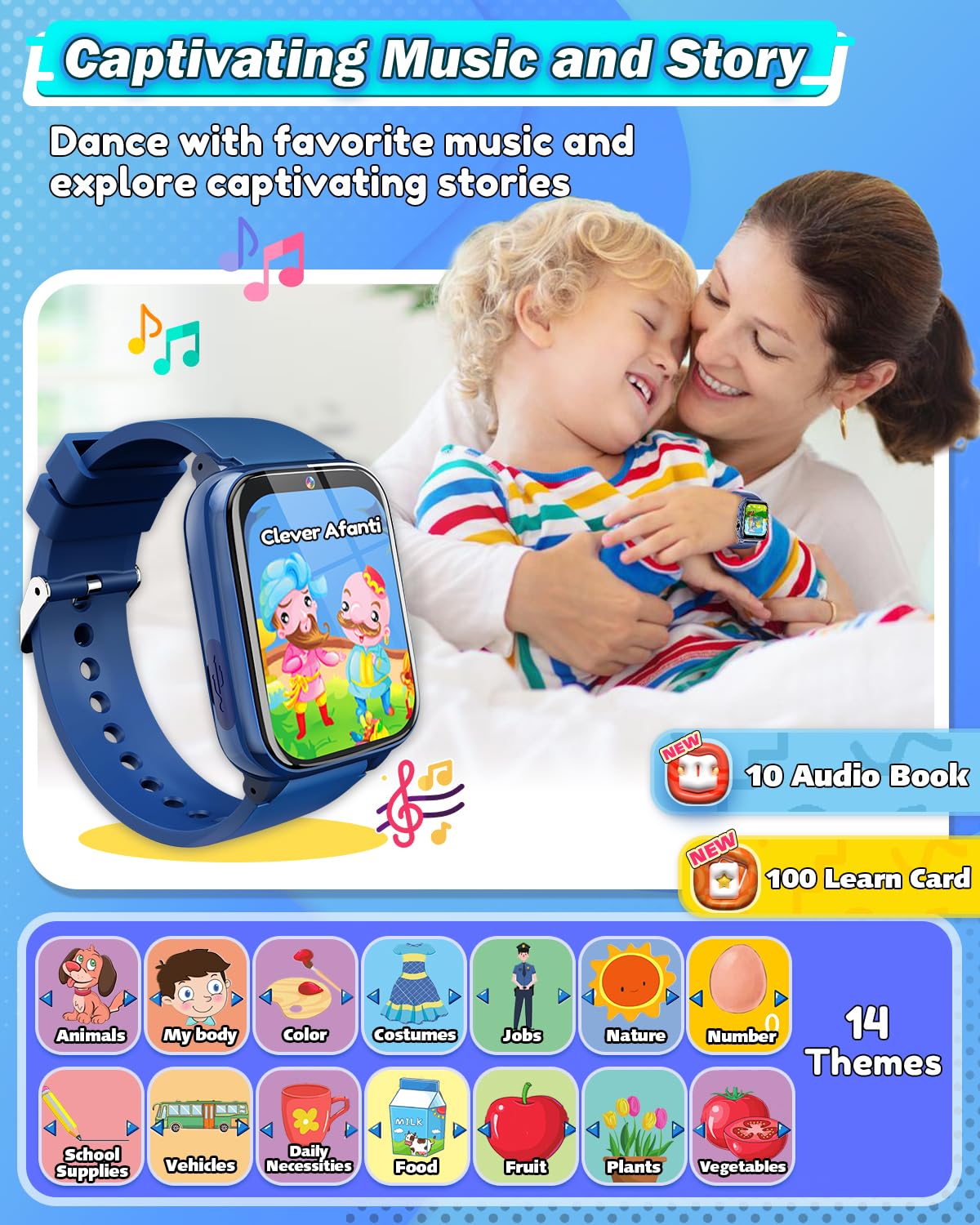 Sueseip Kids Watch For Boys Toys Age 6-8, Hd Touchscreen Dual Cameras Smart Watch For Kids Boys Ages 5-7, Kids Toys With 26 Games Learn Card Audio Story For 6 7 8 9 10 Year Old Boys Birthday Gifts
