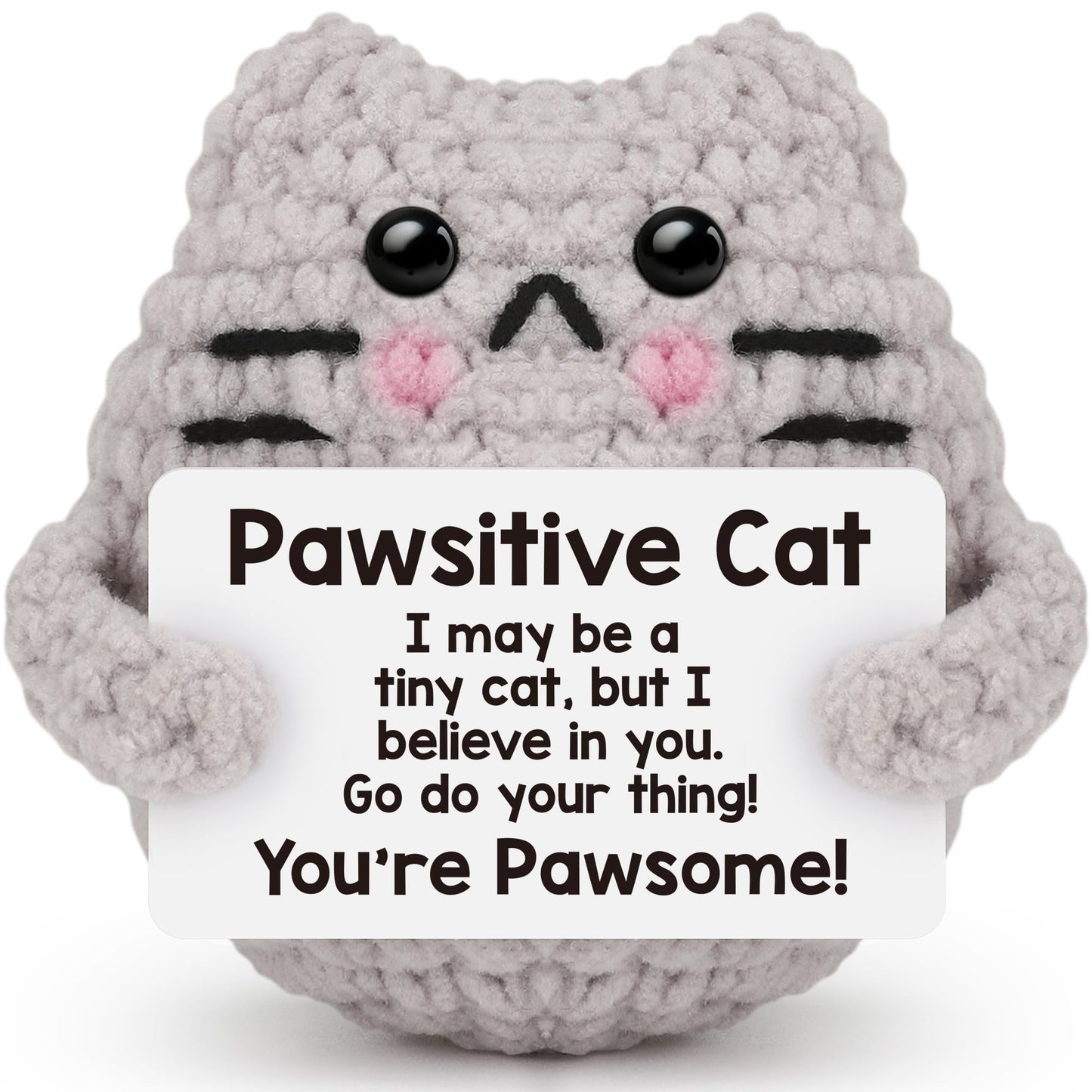 Crochet Cat Easter Basket Stuffers Mini Positive Crochet Cat Birthday Gifts For Mom Grandma Dad Grandpa Daughter Son Uncle Aunt,