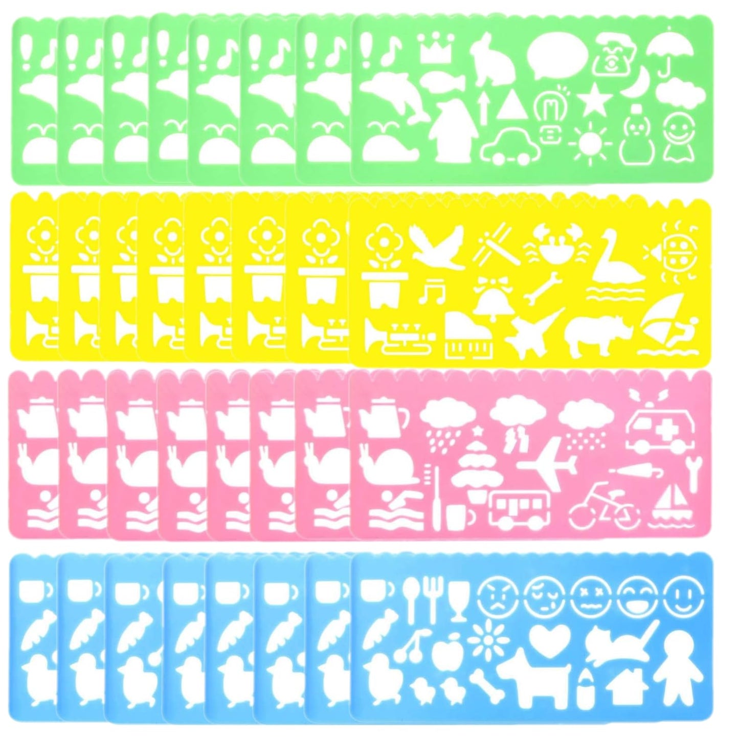 Cityrosy 32 pcs Drawing Stencils,Rainbow Scratch Paper for Stencils, Kids Activity Kit,Suitable for Classroom,Birthday,Party