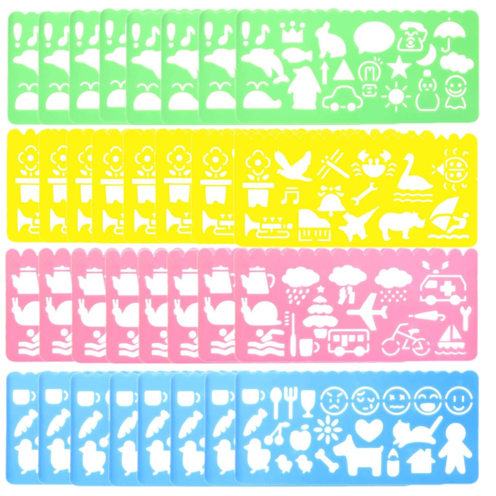 Cityrosy 32 pcs Drawing Stencils,Rainbow Scratch Paper for Stencils, Kids Activity Kit,Suitable for Classroom,Birthday,Party