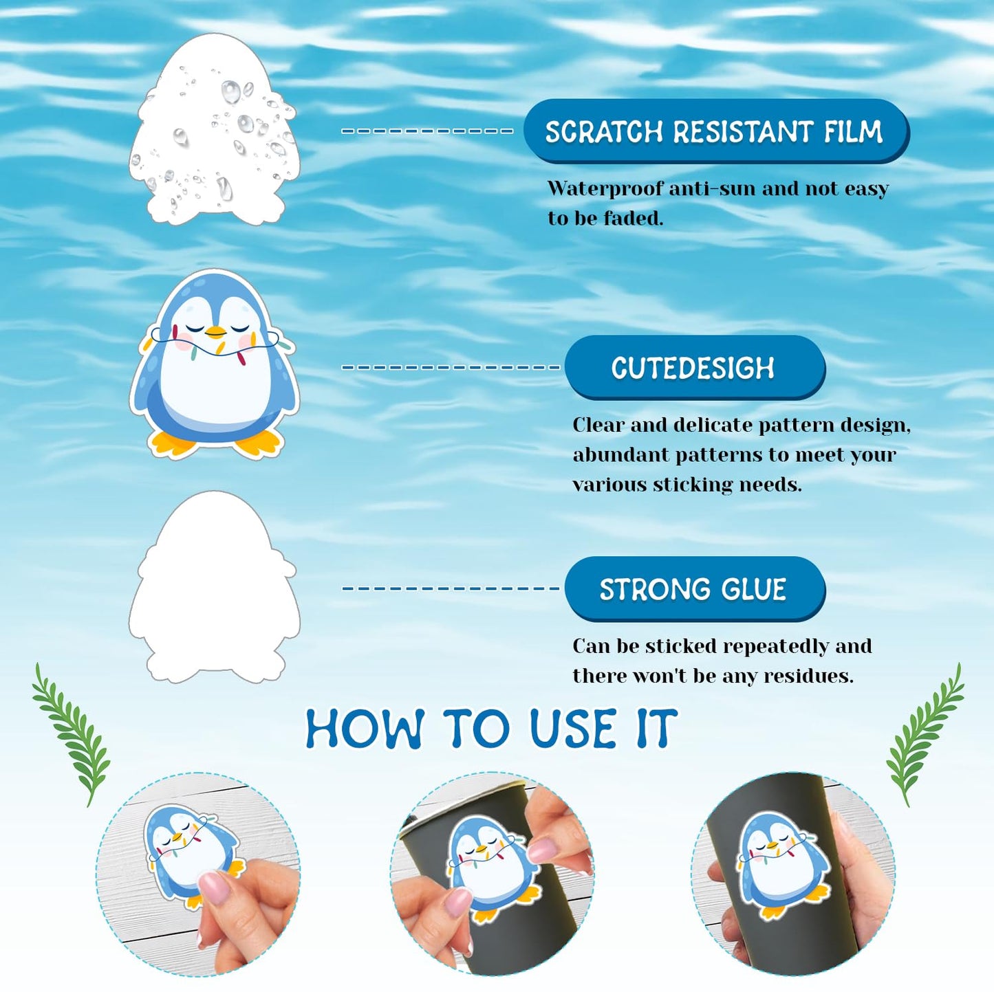 100 PCS Winter Arctic Animal Stickers, Winter Arctic Polar Animal Party Favors Birthday Party Decorations Supplies Gifts Waterpr