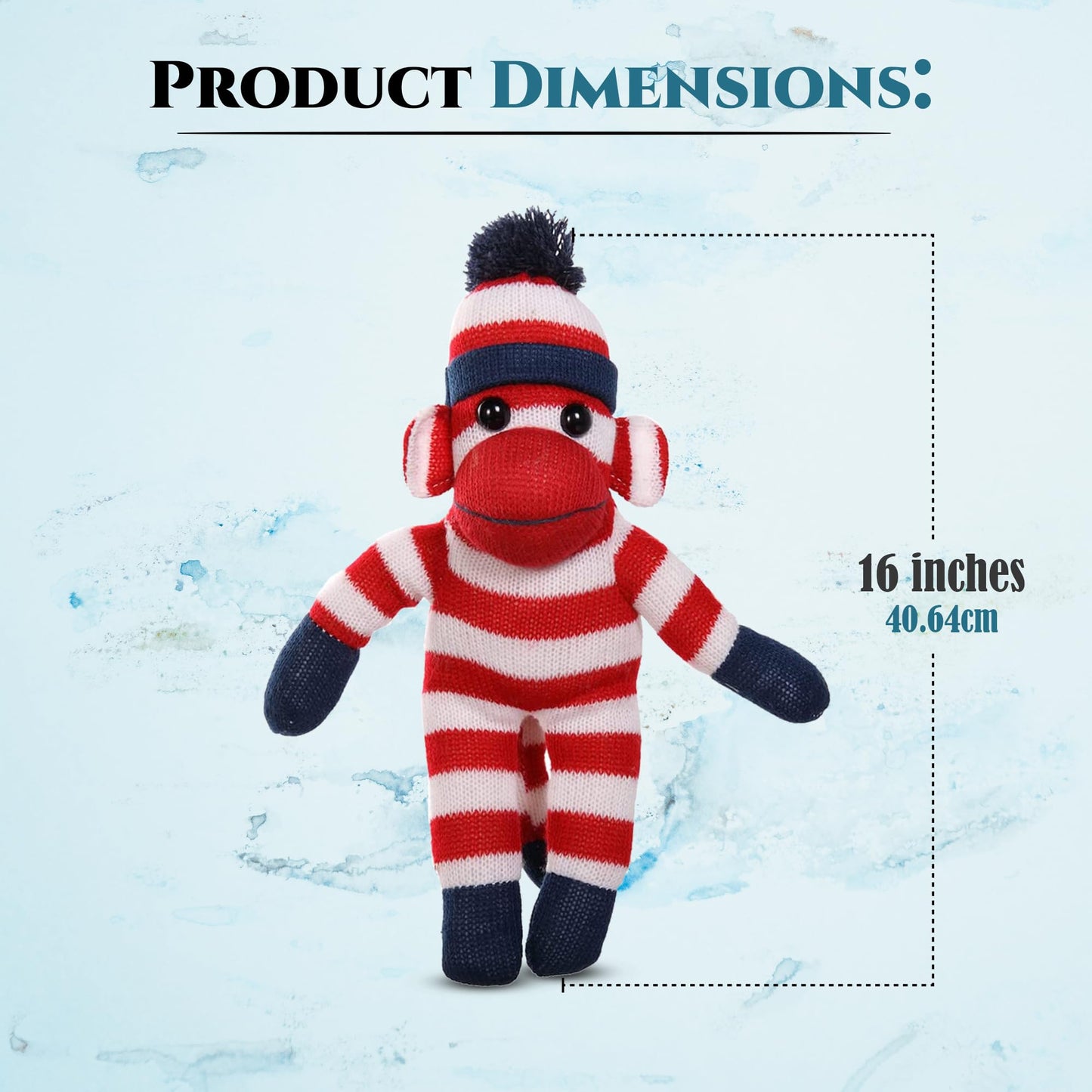Plushland Adorable Sock Monkey, The Original Traditional Hand Knitted Stuffed Animal Toy Gift-For Kids, Babies, Teens, Girls And Boys Baby Doll Present Puppet (16'' Red)
