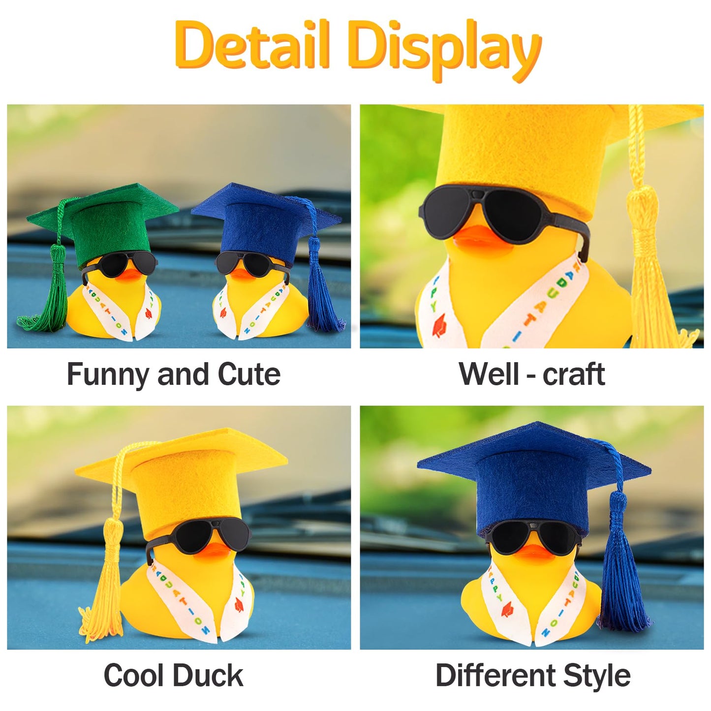 Wonuu Mini Graduation Rubber Duck With Stole Sash Sunglasses Graduate Hat, Funny Graduation Gifts Rubber Ducks Graduation Rubber