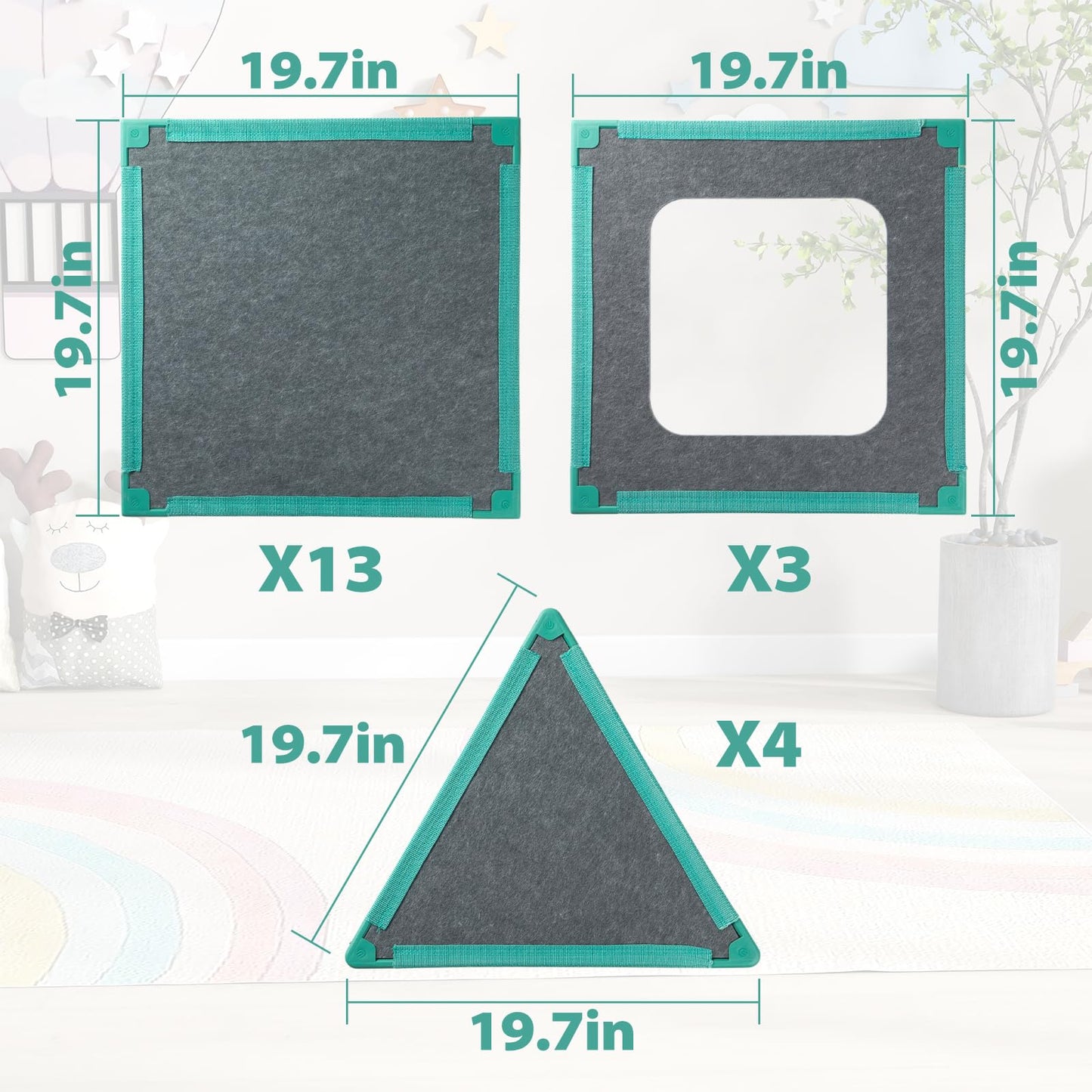 20-Piece Magnetic Fort Building Kit for Kids - Giant Modular Playhouse Panels, STEM Construction Toy for Creative Indoor Play, A