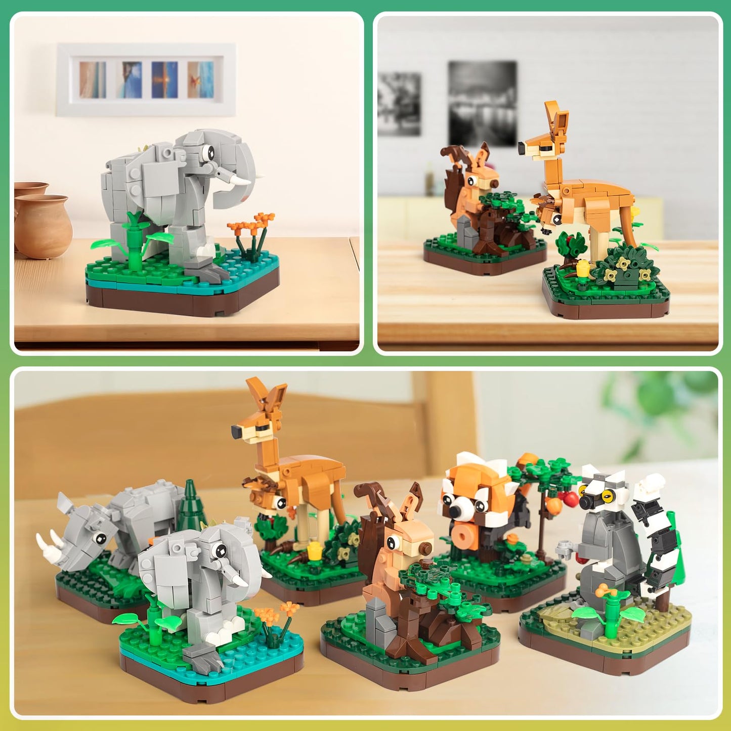 Qwljyfv Mini Land Animals Building Blocks Set,Cute Elephant Panda Kangaroo Display,Easter Small Building Toy For Boys And Girls,
