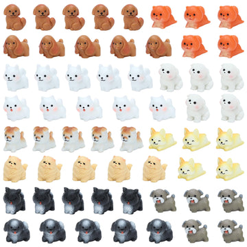 ONEST 60 Pieces Mini Dog Figurines Playset Hand Painted Tiny Dogs Realistic Detailed Plastic Puppy Figures Toys Small Dog Figuri