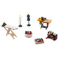 1 :12 Scale Miniature Sewing House Scene Model Accessories Simulation Vintage Sewing Machine, Sewing Box, Ironing Board