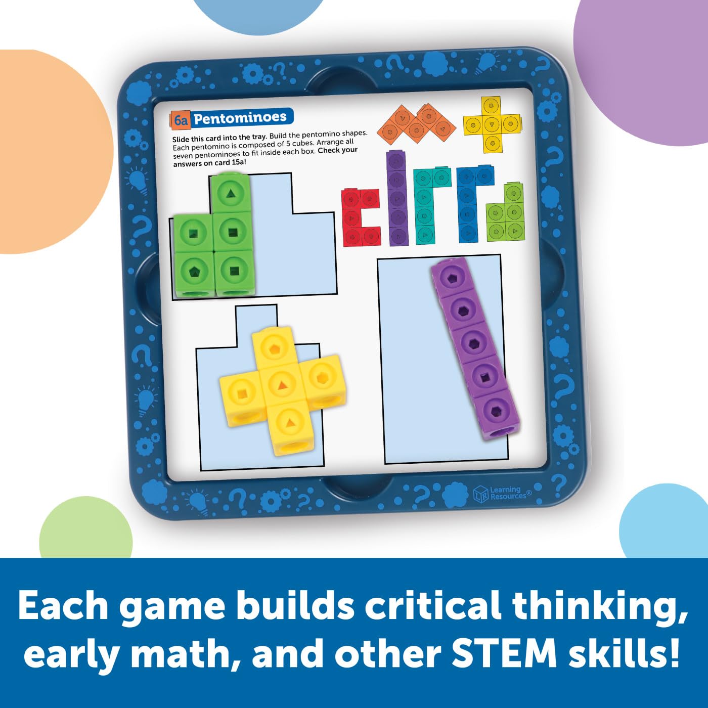 Learning Resources MathLink Cubes Puzzle Challenge - Medium Multicolor Plastic Model LER9336