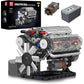 Mould King V8 Engine Building Blocks Set, 535 Pcs Plastic Model Kit with Battery and Motor for Adults and Kids, Model 10088