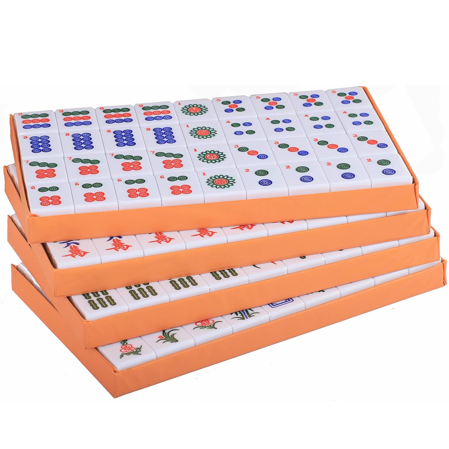 Gustaria Chinese Mahjong Set, Mahjong Game Set With 146 Numbered Large Tiles (1.5', Green), Mahjongg Tiles Set With Brown Carrying Case (Mah Jongg, Majiang)