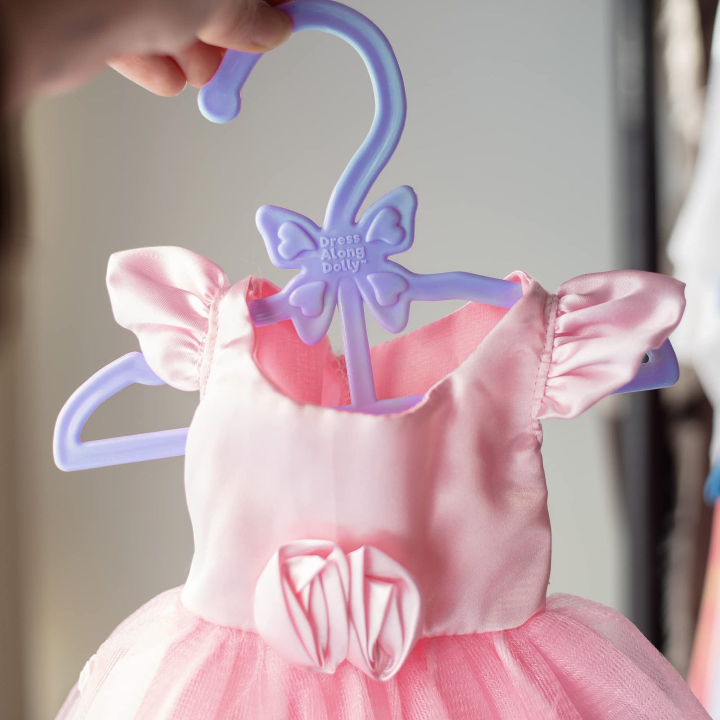 Dress Along Dolly Purple Full-Outfit Hanger 24Pk For American 18' Doll Clothes- Hold Your Tops & Bottoms Together Including Dresses, Pants, Shirts, Skirts, & Accessories- Perfect Girl Gift Set
