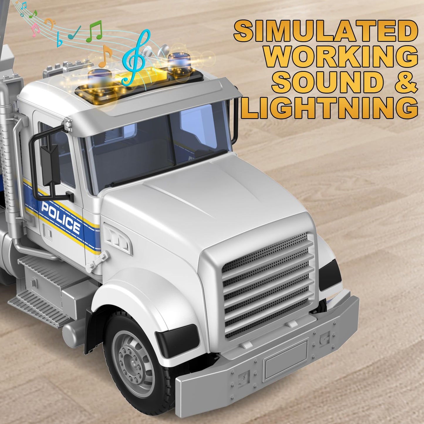 DOWELLIN 22'' Semi Police Truck Toy with Helicopter for Kids Toddlers -Police Car Toys, Birthday for Boy Girl Toddler Child 3 4