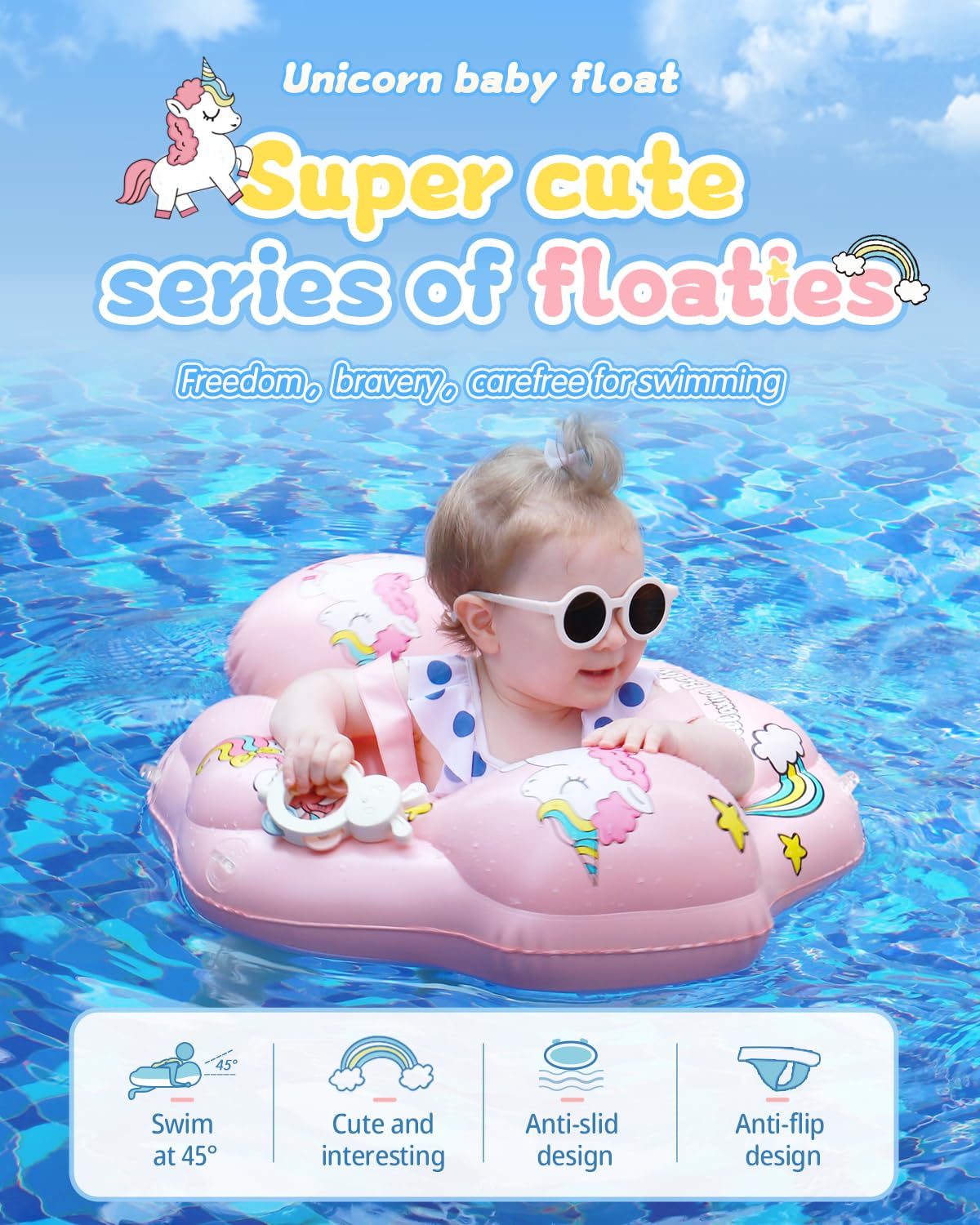 Relaxing Baby - Swimming Ring With Adjustable Seat Pocket,Baby Swimming Pool Floats,Removable Floating Ball,New Upgrade Baby Swim Ring For Ages 6-36 Months Infant Toddler