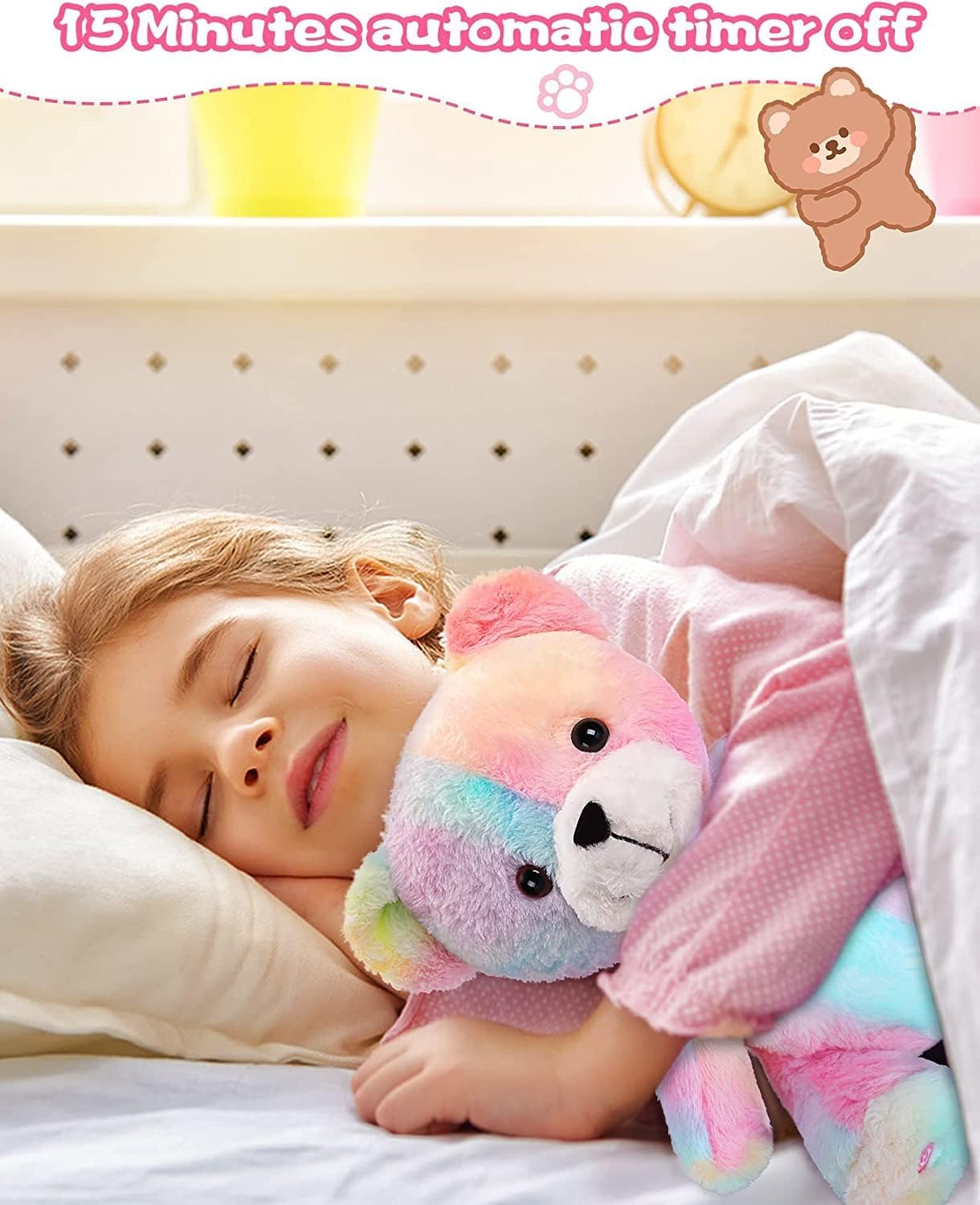 Sencu Teddy Bear Stuffed Animal,12 Inch Light Up Music Bears Soft Stuff Animals Cute Led Plush Toys Birthday Mother'S Day Valent