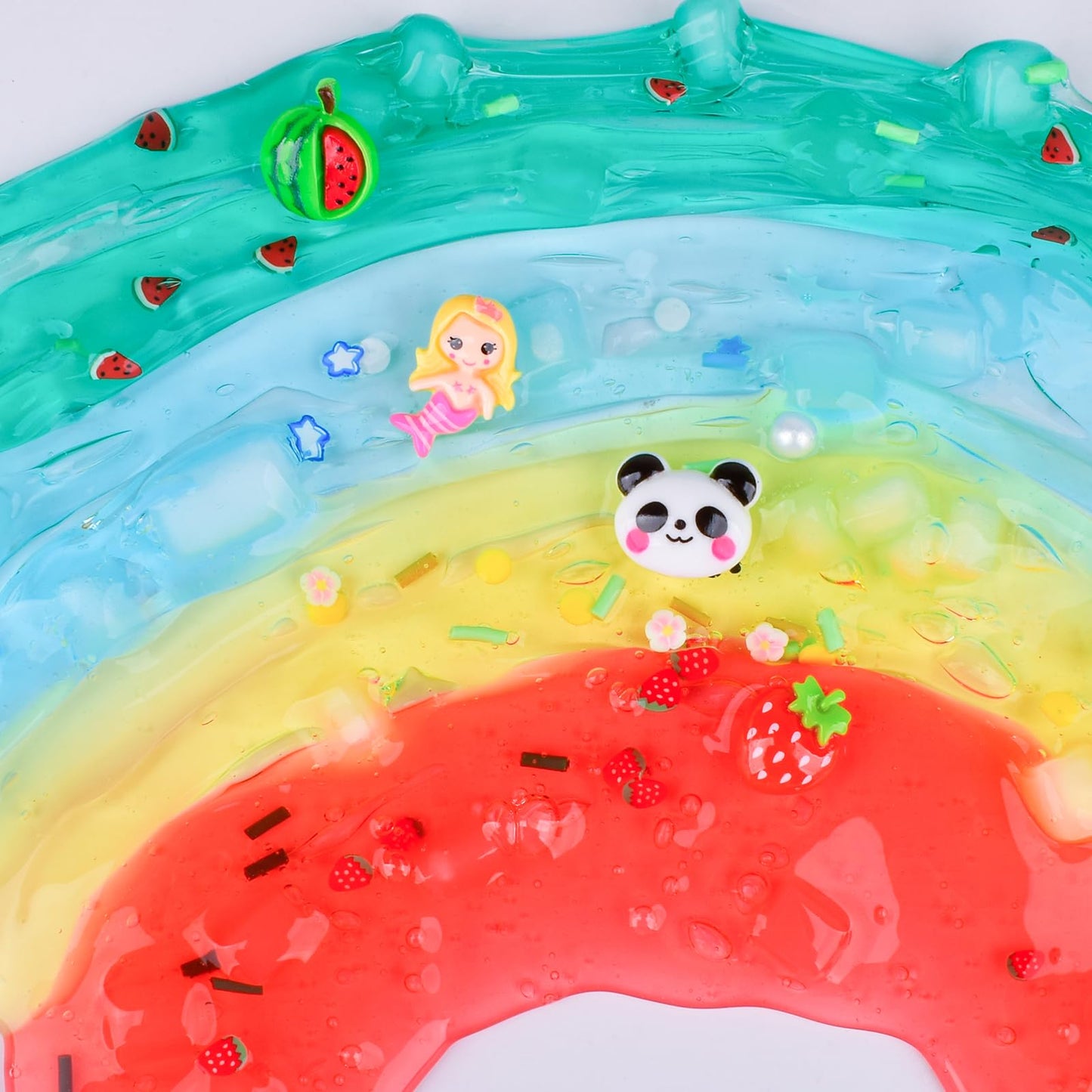 8 Pack Jelly Cube Clear Slime Kit, Crunchy Slime with Peach, Strawberry and Watermelon Charms, Super Soft and Non-Sticky, Stress