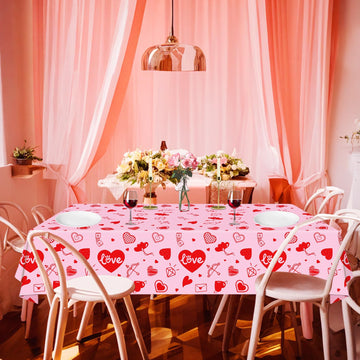 4 Pack Valentine'S Day Tablecloth Valentine Love Heart Tablecloth Valentines Day Party Decoration Love Heart Table Cover Valenti