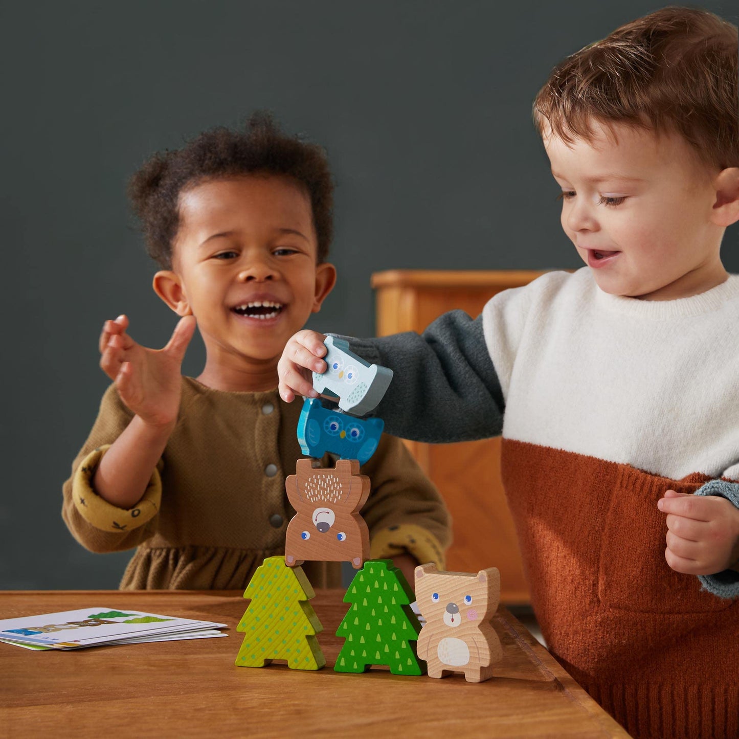 HABA Forest Friends Wooden Stacking Toy, 9 Pieces, Medium Size, Made in Germany