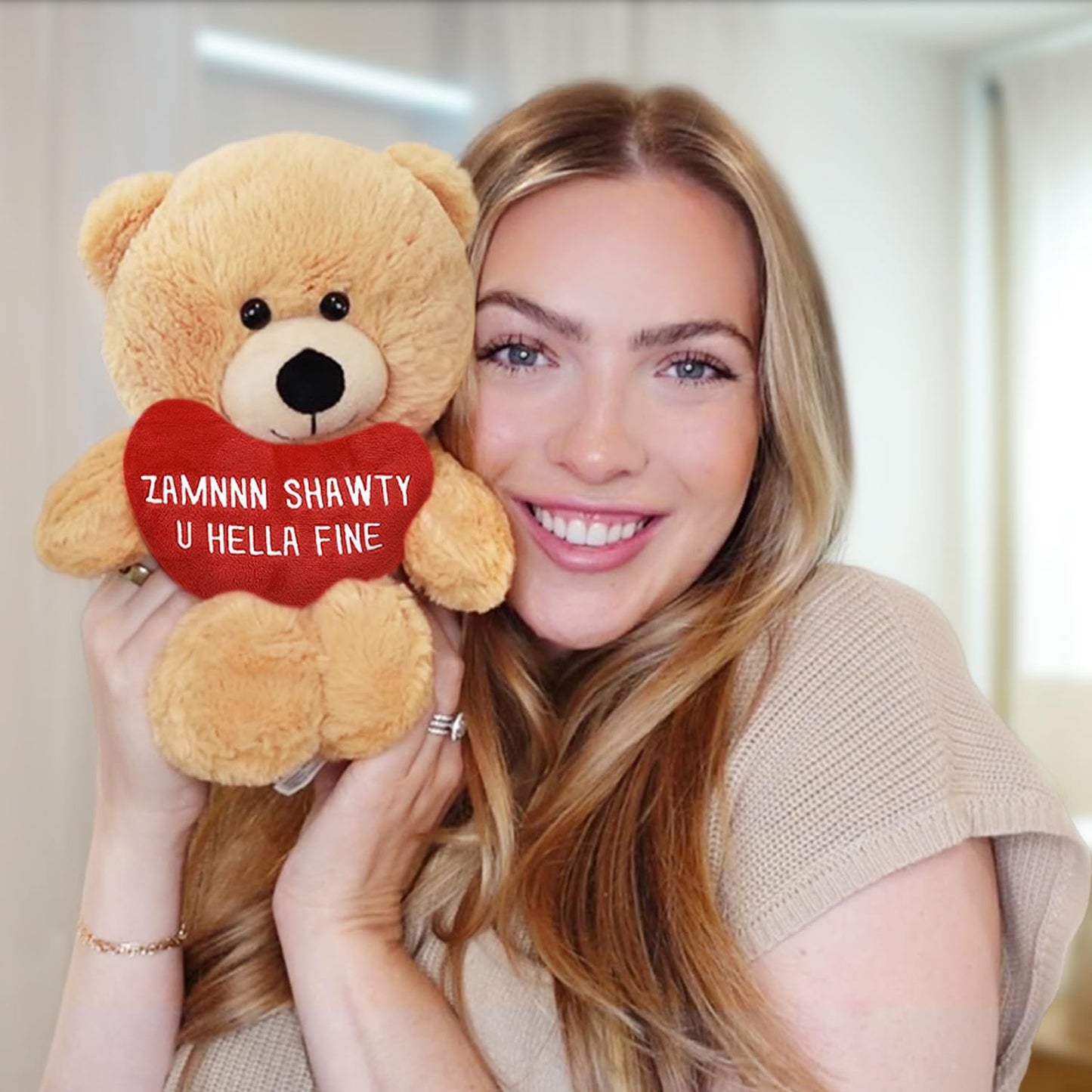 Zamnnn Shawty U Hella Fine - 10' Teddy Bear & Gift Bag - Funny Stuffed Animal Plush Gift For Girlfriend, Boyfriend, Best Friend - Birthday, Engagement, Valentines, Anniversary, Wedding - Witty Bears