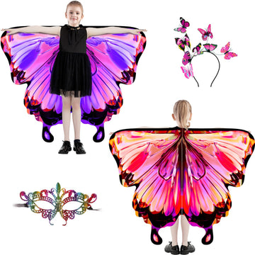 LYL. Ling Halloween Costumes for Kids  Double-Sided Butterfly Wings  Butterfly Costume for Girls  3PCS Fairy Wings Set.