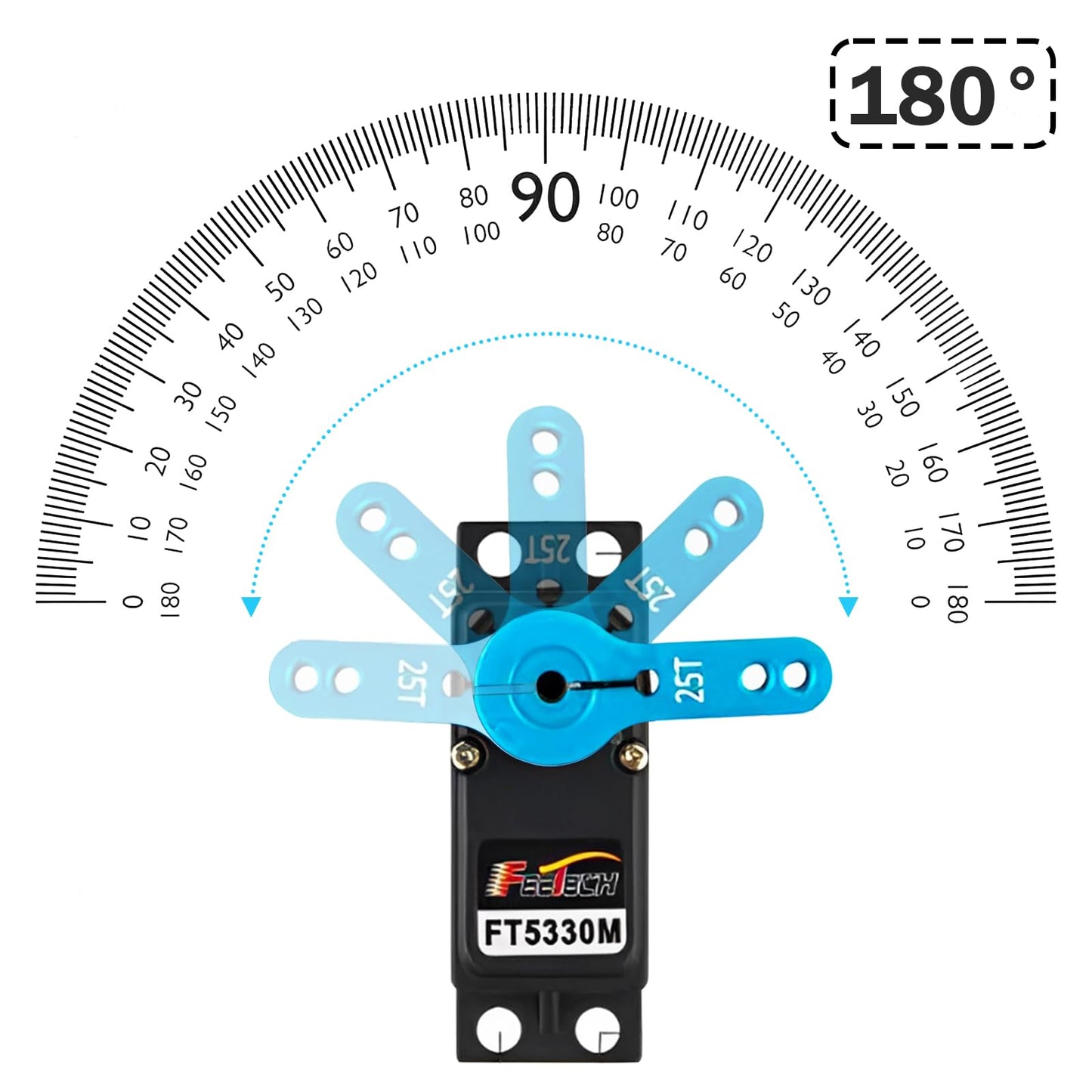 Geekstory Feetech FT5330M 35KG Digital RC Core Servo Motor Waterproof Metal Gear 25T Servo Arm Horn 180 Degree 6V-7.4V for Metal
