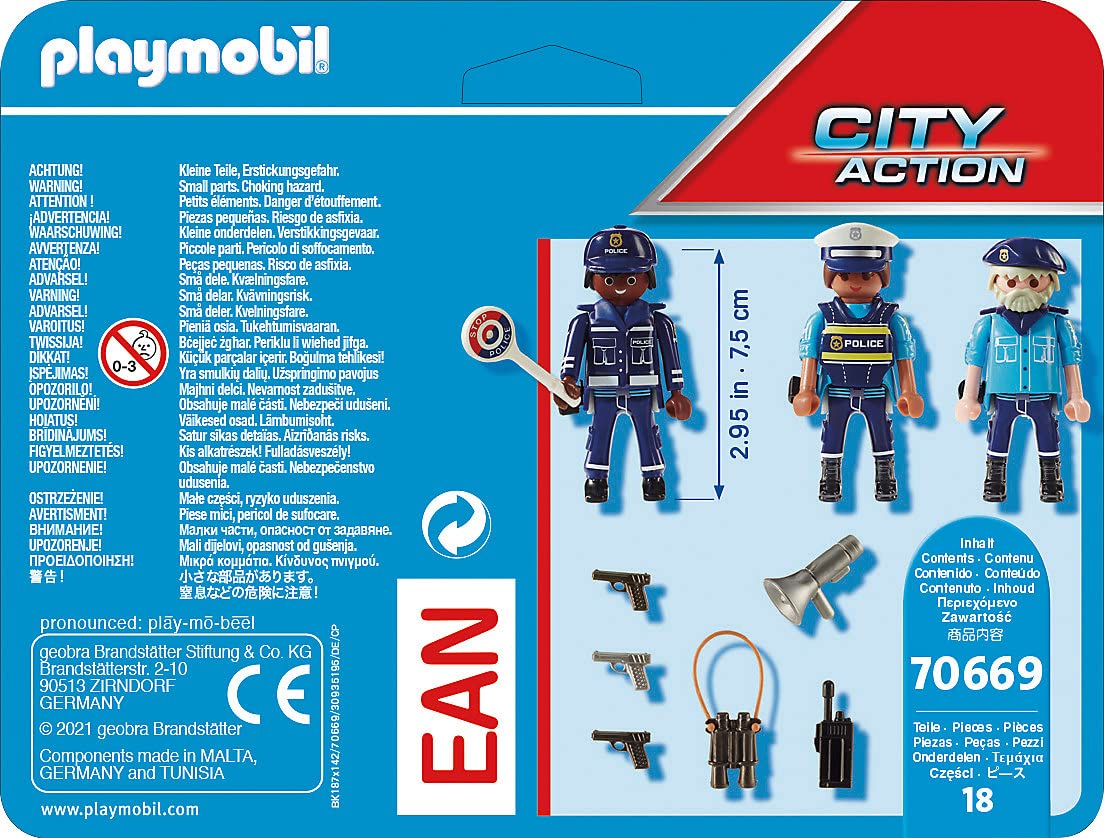Playmobil Police Figure Set - One Size, Multi Colors, Plastic, Model 70669