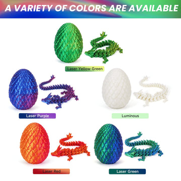 3D Printed Dragon Egg, Dragon Eggs With Dragon Inside, Articulated Dragon, Mystery Dragon Egg Fidget Toy, 3D Dragon Eggs Surprise Fidget Toy (A-Laser Yellow Green+Egg)