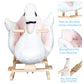 Qaba Kids Ride On Rocking Horse Plush Swan Style Toy With Music For Over 18 Months Children, White And Pink