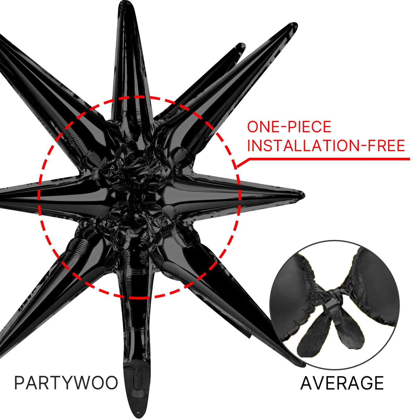 Partywoo Black Balloons, 110 Pcs 22 Inch Star Balloons And Black Balloons Different Sizes Pack Of 18 Inch 12 Inch 10 Inch 5 Inch For Balloon Garland Or Arch As Birthday Decorations, Party Decorations