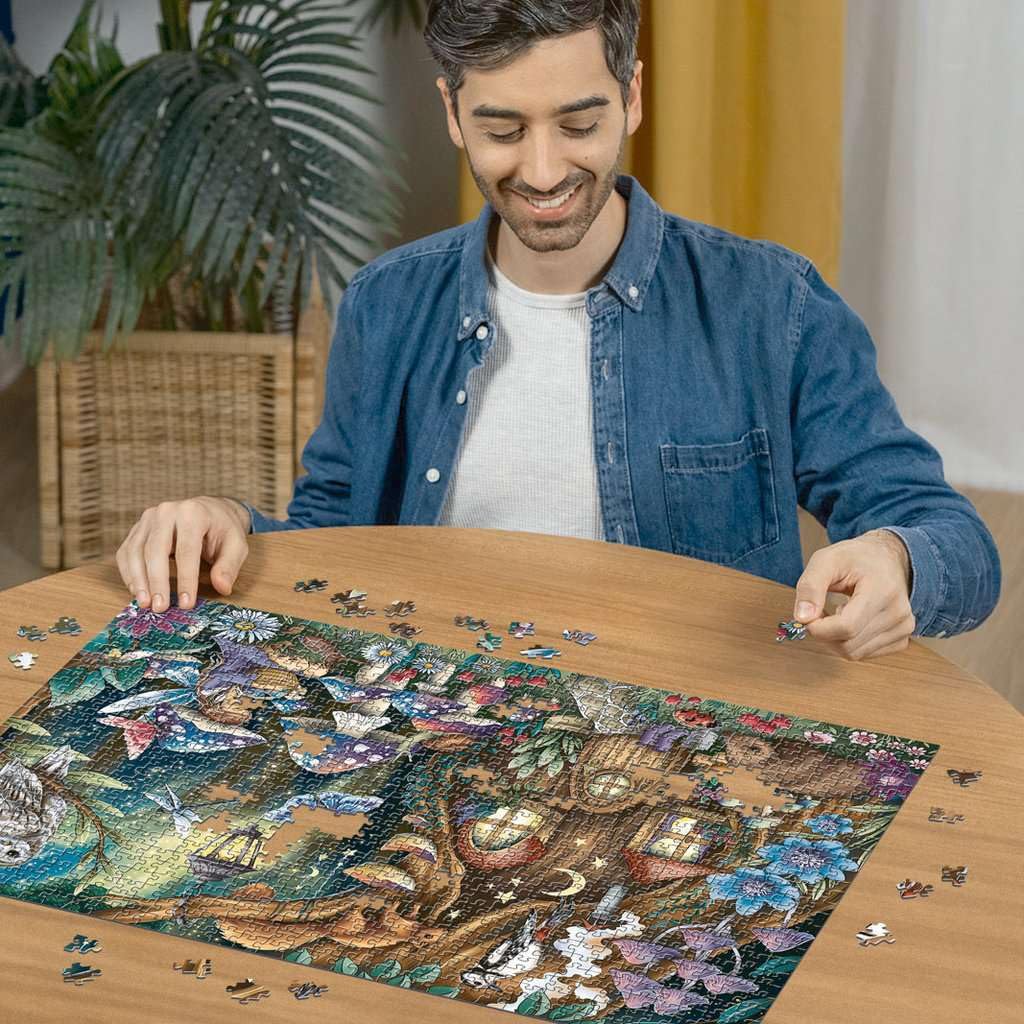 Ravensburger 1000 Pieces Puzzle - In The Fairy Land, Cardboard, Yellow, Model 12000786, Fantasy Puzzle for Ages 14+