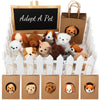 Arrowbash 36 Pcs Mini Plush Stuffed Animals Set With 10 White Plastic Fence 12 Kraft Paper Gift Bags Wooden Mini Chalkboard Sign