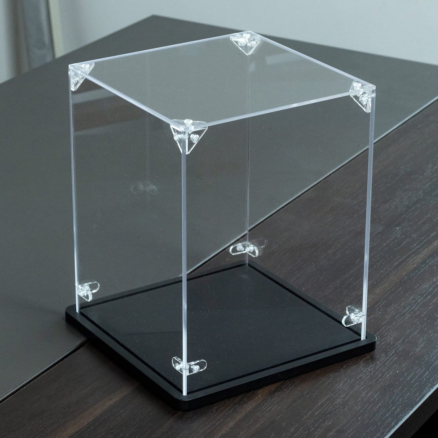 Gemutlich Acrylic Display Case For Lego Helmet - Interior 7*7*9 Inches, 3Mm Thick, Solid Wooden Base. Fit For 75328 75277 75327