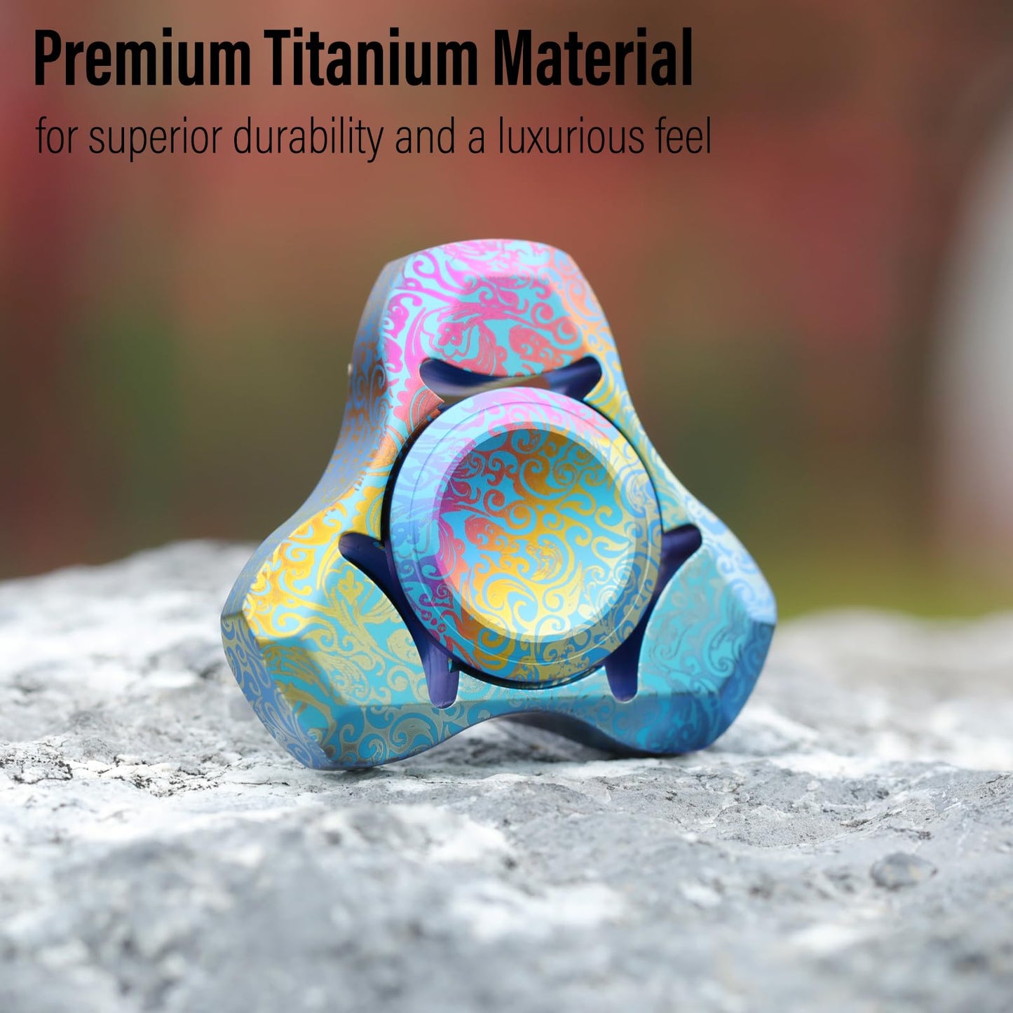 FREELOVE Metal Fidget Spinner for mature-themeds  Heavy Duty Tri-Spinner Toys  Small Mini Fox Figette Tools  Silent High Speed enhanced Bearing  Fast Spin Hand Widget  Titanium Alloy Acanthus Leaves