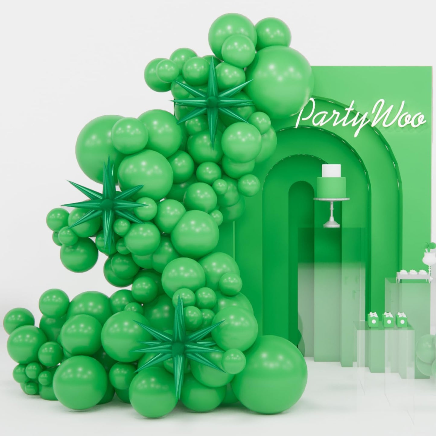 Partywoo Malachite Green Balloons, 110 Pcs 22 Inch Star Balloons And Green Balloons Different Sizes Pack Of 18 Inch 12 Inch 10 Inch 5 Inch For Balloon Garland Or Arch As Birthday Party Decorations