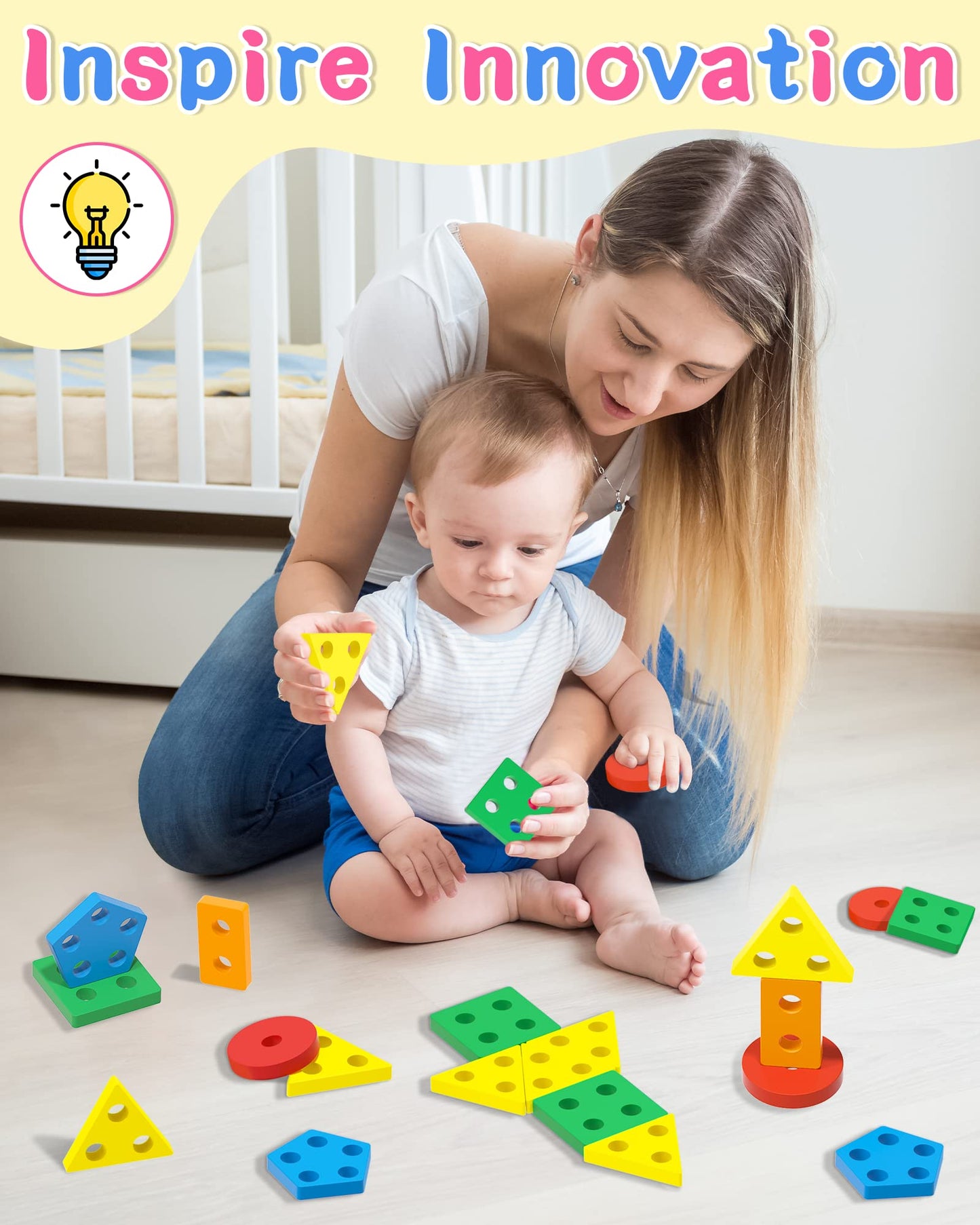 Montessori Toys For 1 2 Year Old Boy And Girl, Shape Sorter Wooden Toys For Toddlers 1-3, Toddler Toys Age 1-2, 1 2 Year Old Gir