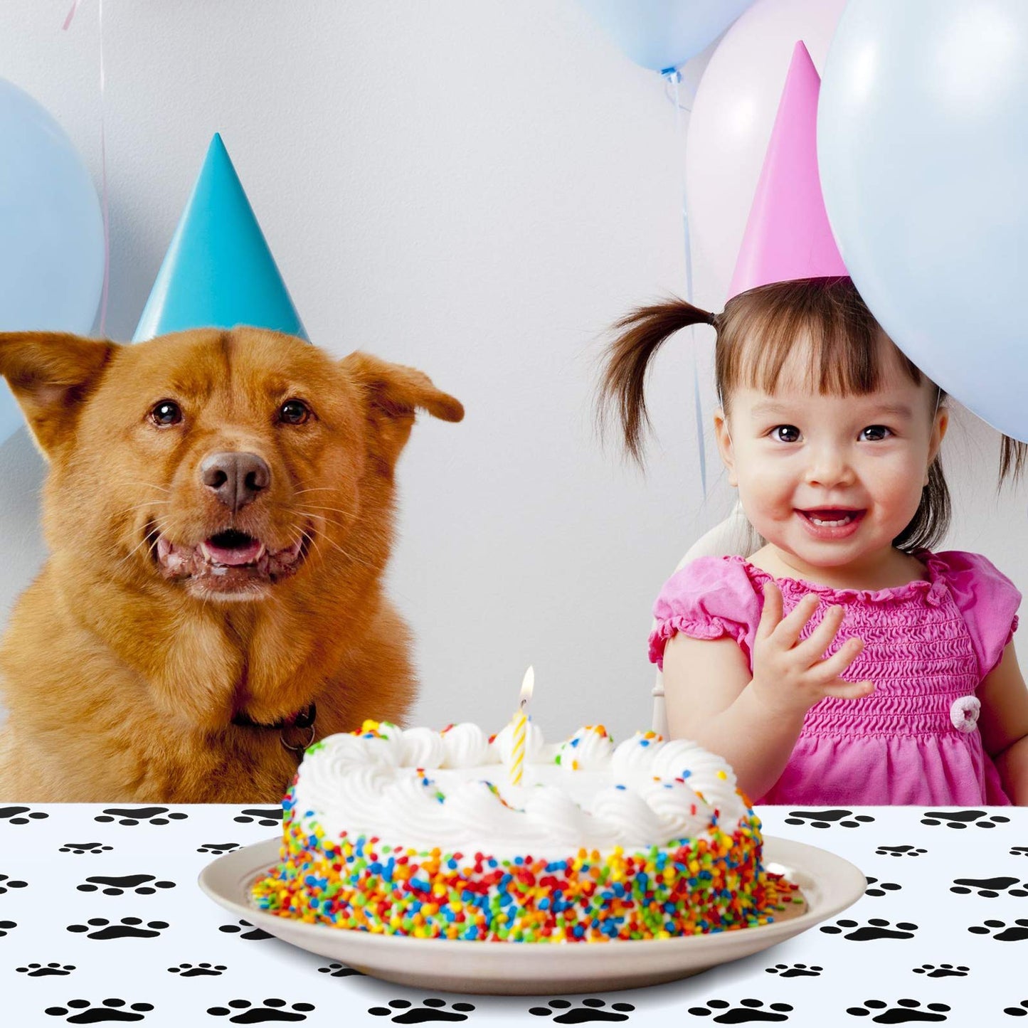 Tatuo 2 Pieces Puppy Paw Print Plastic Tablecloth Disposable Table Cover Puppy Themed Birthday Party Decorations for Dog Party S