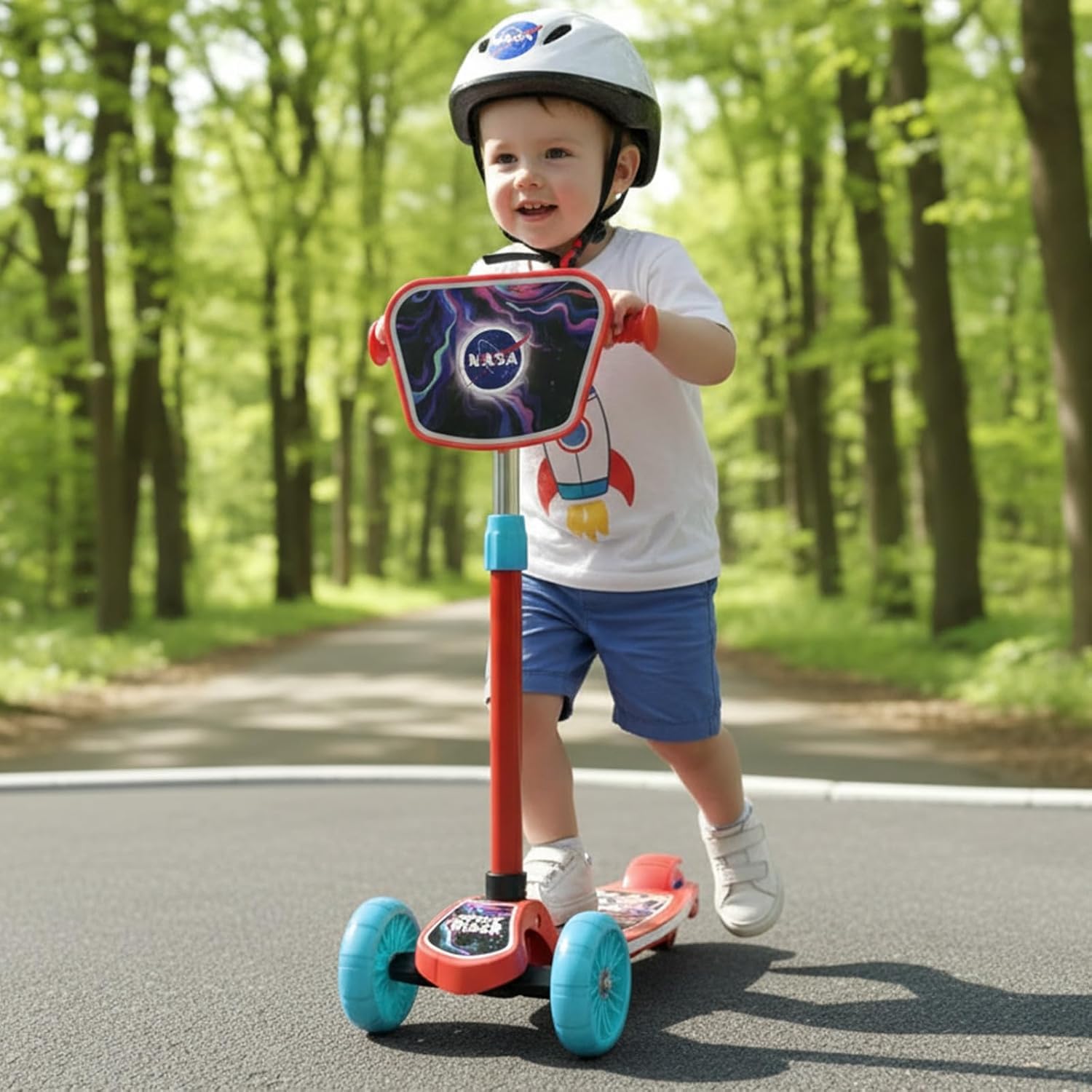 Staranddaisy X Nasa Kick Scooter For Kids 3+ Years, Foldable Skate Scooter For Children Girls & Boys With Multi-Level Height Adj