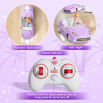 HapKid Purple Remote Control Car for Girls, 1:18 Scale RC Cars with LED Light, 2.4 GHZ Purple Truck Toy with 100 Min Long-Lastin
