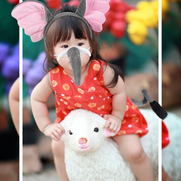 Lewtemi Elephant Costume Kids Elephant Ears Headband Nose Elephant Accessories For Children Carnival Halloween Cosplay(Elegant Style)