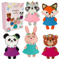 Cymbana Kid Sewing Craft Kit to Make a Friend for Beginner Felt Craft Learn to Sew, Panda Fox Bunny Raccoon Bear 5 Animals