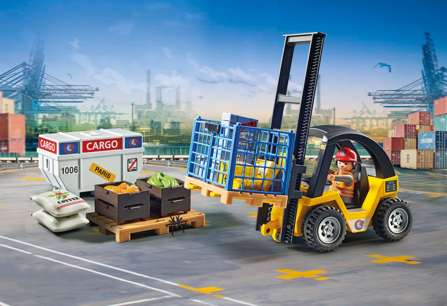 Playmobil Forklift Truck with Cargo, 22x9x20 cm, Plastic, Multicolor, Model 71528
