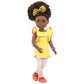 Glitter Girls - 14-Inch Fashion Doll - Brown Hair & Hazel Eyes - Medium - Dark Skin Tone - Gold Ruffle Dress & Pink Glitter Shoe