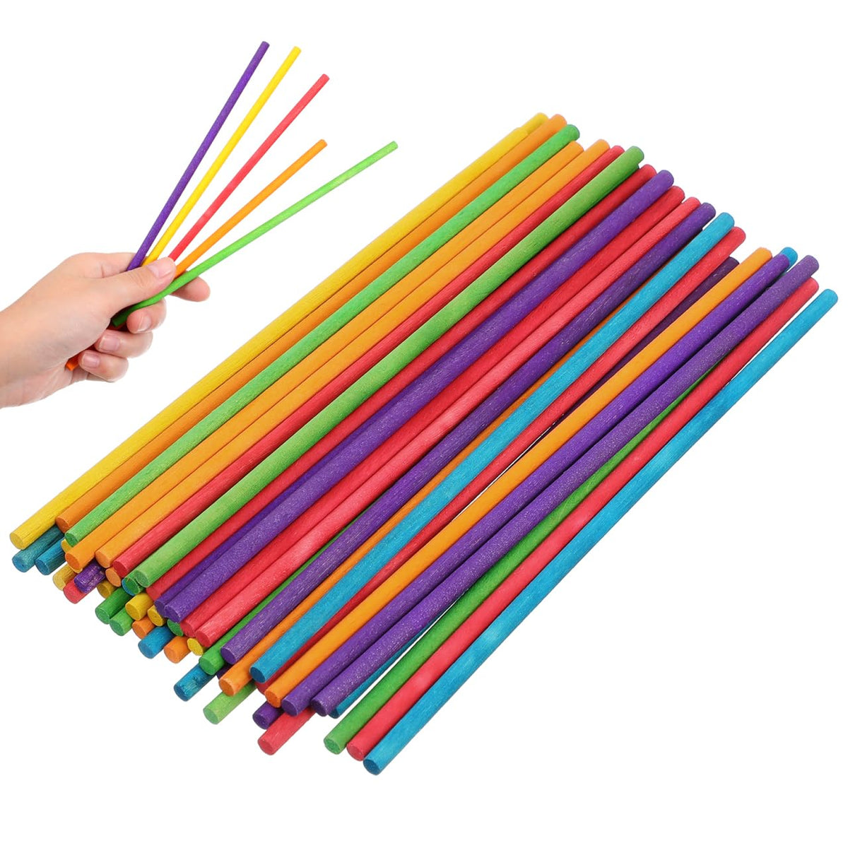 Popetpop Rhythm Sticks50Pcs Colorful 8 Inch Wooden Rhythm Sticks Classical Wood Lummi Sticks Claves Musical Percussion Instrume