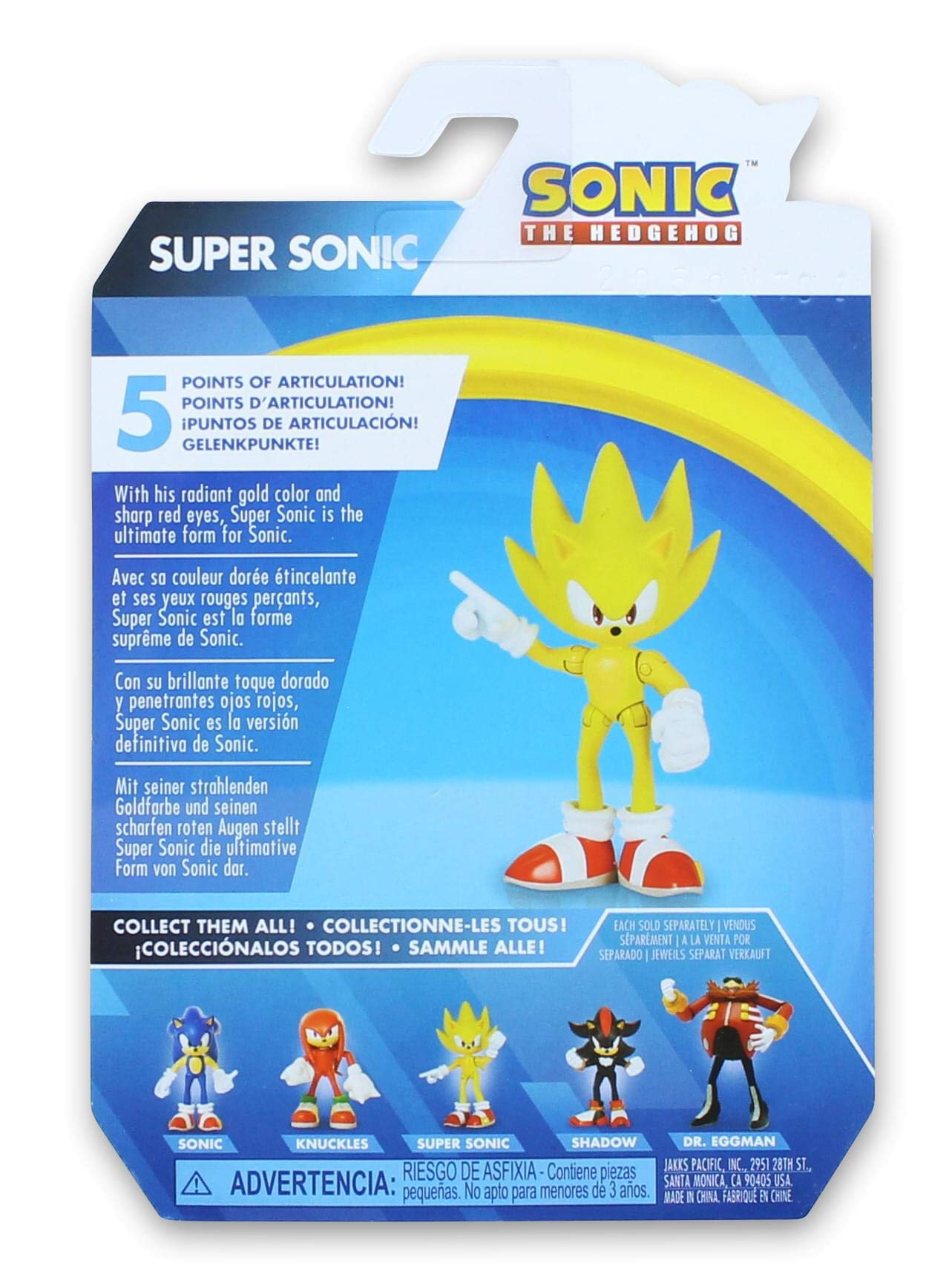 Sonic The Hedgehog 2.5 Inch Super Sonic Action Figure - Yellow Plastic Collectible Toy, Model 403804
