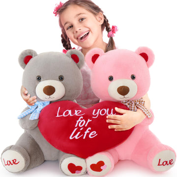 Beniny Valentines Teddy Bear Stuffed Animal 2 Pack, Couple Gift Stuffed Bear Plush Toy For Girlfriend Boys Girls 16 Inches