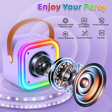 Mini Karaoke Machine For Kids, Girl Toys Gifts, Kids Karaoke Wireless Microphone For 4,5,6,7,8,9,10,11,12 Years Old Boys And Girls Christmas Party Gifts Toys (Purple)